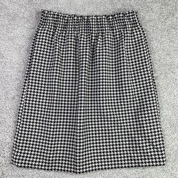 J. Crew Mini Skirt Women’s 0 Black White Houndstooth Pull On Wool Blend Lined - Picture 1 of 11